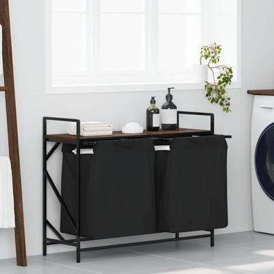 Wasmand 2 vakken met plank bruin eikenkleurig
