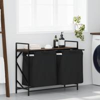 Wasmand 2 vakken met plank bruin eikenkleurig