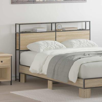 Opberghoofdbord met plank Sonoma eiken 135 cm Bewerkt hout