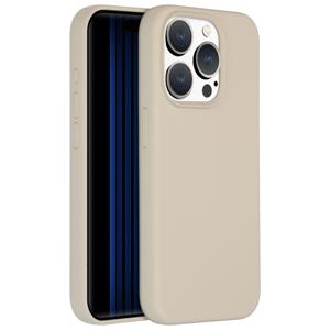 AccezzLiquid Silicone Backcover voor iPhone 15 Pro Telefoonhoesje Beige