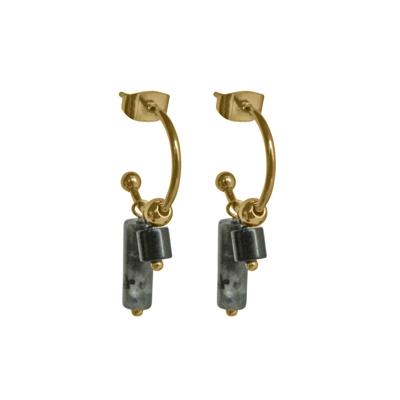 Flow Jewels Open Creolen Anisya Zwarte Cilinders Goud