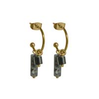 Flow Jewels Open Creolen Anisya Zwarte Cilinders Goud