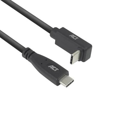 ACT AC7472 USB 3.0 Kabel | 10Gbps 60W USB Type-C® (recht) naar USB Type-C® (haaks boven/beneden) | Zwart | 2 meter