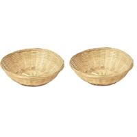 Mand - 2x - riet - schaal - bruin - 30 x 9 cm - rond - fruitschaal - decoratieschaal/serveerschaal