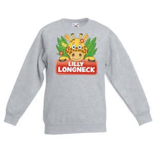 Sweater grijs voor kinderen met Lilly longneck de giraffe