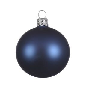 6x Glazen kerstballen mat donkerblauw 8 cm kerstboom versiering/decoratie   -