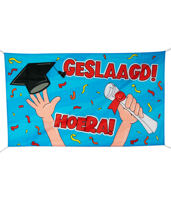 Gevelvlag Geslaagd Cartoon (150x90cm)