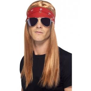 Rocker verkleedset - pruik - bandana - zonnebril - verkleedaccessoires - herenpruik