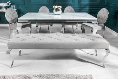 Elegante bank MODERN BAROK 172cm edelgrijs fluweel roestvrij staal - 39161
