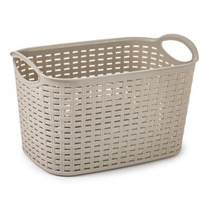 Opbergmand/kastmandje - 6,4 liter - beige - kunststof - 19 x 29 x 18 cm