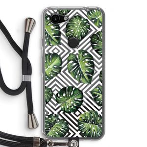 Geometrische jungle: Pixel 3a Transparant Hoesje met koord