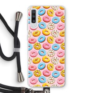 Pink donuts: Samsung Galaxy A70 Transparant Hoesje met koord
