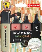 STABILO BOSS ORIGINAL NatureCOLORS markeerstift, etui van 4 stuks, assorti