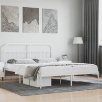 Bedframe met hoofdbord metaal wit 180x200 cm