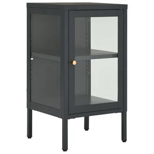 vidaXL Dressoir 38x35x70 cm staal en glas antracietkleurig