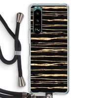Gouden strepen: Sony Xperia 5 III Transparant Hoesje met koord