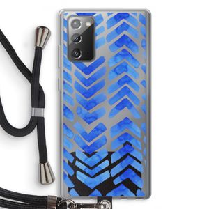 Blauwe pijlen: Samsung Galaxy Note 20 / Note 20 5G Transparant Hoesje met koord