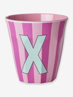Gestreepte melamine mok LETTER X rice, medium 250 ml meerkleurig