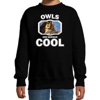 Sweater owls are serious cool zwart kinderen - uilen/ ransuil trui - thumbnail