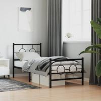 Bedframe met hoofd- en voeteneinde metaal zwart 75x190 cm