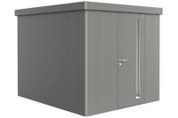 Biohort Metalen tuinhuis Neo - Enkele deur - Kwartsgrijs - 3B (236x292 cm)- Plat dak- Metaal- Biohort