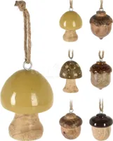 Kerstornament Eikel/Paddenstoel 8cm Assorti 1st Kerstornament Eikel/Paddenstoel 8cm Assorti 1st