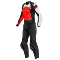 DAINESE Mirage Lady, 2-delig motorpak, Zwart-Rood-Wit