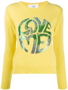 Alberta Ferretti pull à logo brodé de sequins - Jaune