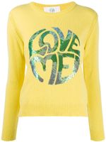 Alberta Ferretti pull à logo brodé de sequins - Jaune