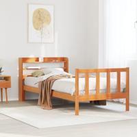Bedframe met hoofdbord massief grenenhout wasbruin 100x200 cm