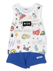 MSGM Kids ensemble débardeur-short - Bleu