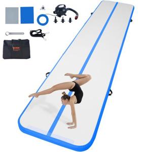 VEVOR Gymnastiek-luchtmat Opblaasbare gymnastiek-tuimelmat, tuimelbaan met elektrische pomp, 498 x 101 x 10 cm trainingsmatten voor thuisgebruik/gym/yoga/cheerleading blauw