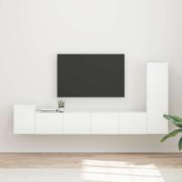 Tv-meubelset Wandgemonteerd 3 pcs Hoogglans wit Bewerkt hout
