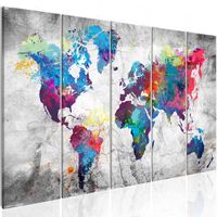 Schilderij - Wereldkaart , Verspilde Verf , 5 luik - thumbnail