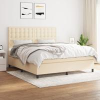 Boxspring met matras stof crèmekleurig 160x200 cm