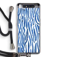 Blauwe nerven: Samsung Galaxy A80 Transparant Hoesje met koord