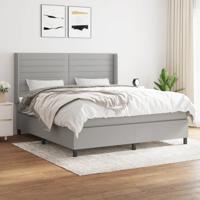 Boxspring met matras stof lichtgrijs 180x200 cm