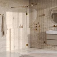 Brauer Void - Inloopdouche - Helder Glas - 130 x 200 cm - met Zijwand 40 cm - incl. Glascoating - PVD Goud Geborsteld