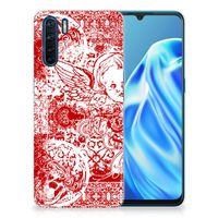 Silicone Back Case OPPO A91 Angel Skull Rood - thumbnail