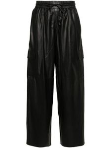 Yves Salomon pantalon ample en cuir à poches cargo - Noir