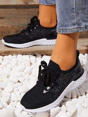 Stevig Kleur Ademend Eenvoudig Casual Flyknit Sport Rennen Schoenen Stevig Kleur Ademend Eenvoudig Casual Flyknit Sport Rennen Schoenen