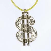 Carnaval/verkleed accessoires Pooier/pimp/gangster sieraden - dollar ketting - goud - kunststof - thumbnail