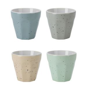 Koffiekopjes bekerset - 4x stuks - porselein - 90 ml - gekleurd