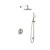 Hotbath Buddy Inbouw Regendoucheset Met 2-Weg-Omstel, Wandarm, Hoofddouche 25cm, 3-Standen Handdouche En Glijstang Geborsteld Nikkel