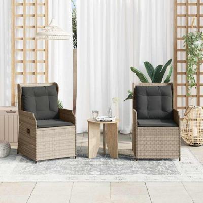Tuinbank met kussen 2 pcs Lichtgrijs Poly riet