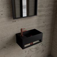 Fonteinset BWS Solid Surface Met Handdoekhouder Links Zwart Koper Boss & Wessing