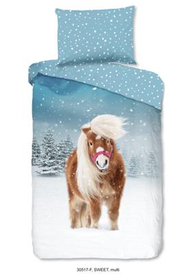 Good Morning Dekbedovertrek "paard in de sneeuw" - Multi - (140x200 cm) - Katoen Flanel