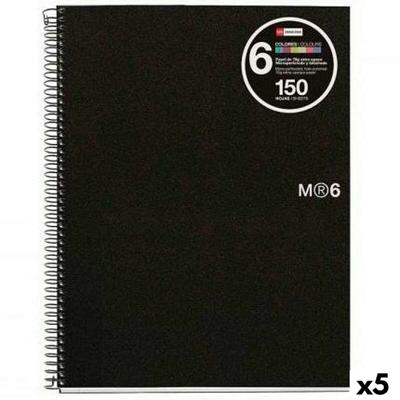 Boek over Ringen Miquelrius Zwart A5 150 Lakens (5 Stuks)