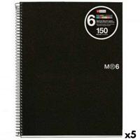 Boek over Ringen Miquelrius Zwart A5 150 Lakens (5 Stuks)