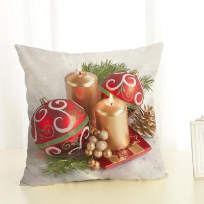Kerst decoratie katoen en linnen kussen Office Home kussen zonder kussen grootte: 45x45cm (gouden kaars)